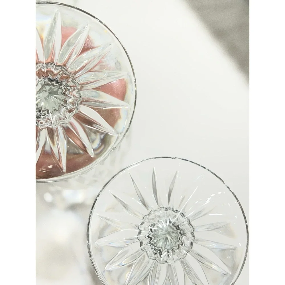 Wine Glass Crystal Classic Pinwheel Pattern Clear Hand Cut by American Cut 6pcs
